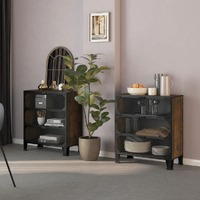  Storage Cabinets 2 pcs Rustic Brown 72x36x82 cm Metal and MDF