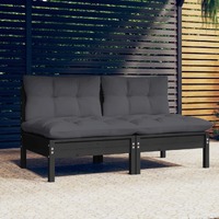  2-Seater Garden Sofa with Anthracite Cushions Solid Wood Pine