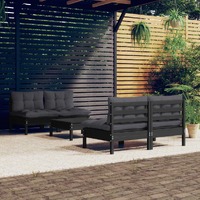  5 Piece Garden Lounge Set with Anthracite Cushions Pinewood