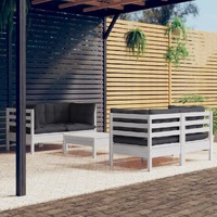  5 Piece Garden Lounge Set with Anthracite Cushions Pinewood