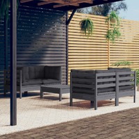  5 Piece Garden Lounge Set with Anthracite Cushions Pinewood