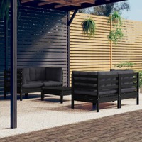  5 Piece Garden Lounge Set with Anthracite Cushions Pinewood