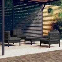  5 Piece Garden Lounge Set with Anthracite Cushions Pinewood