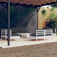  9 Piece Garden Lounge Set with Anthracite Cushions Pinewood