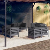  8 Piece Garden Lounge Set with Anthracite Cushions Pinewood