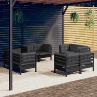  8 Piece Garden Lounge Set with Anthracite Cushions Pinewood