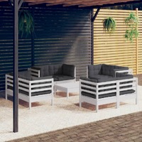  9 Piece Garden Lounge Set with Anthracite Cushions Pinewood