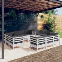  13 Piece Garden Lounge Set with Anthracite Cushions Pinewood