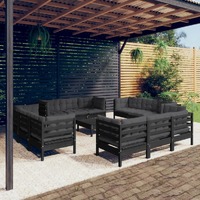 13 Piece Garden Lounge Set with Anthracite Cushions Pinewood