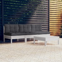 4 Piece Garden Lounge Set with Anthracite Cushions Pinewood