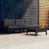  4 Piece Garden Lounge Set with Anthracite Cushions Pinewood