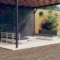 7 Piece Garden Lounge Set with Anthracite Cushions Pinewood