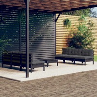  7 Piece Garden Lounge Set with Anthracite Cushions Pinewood