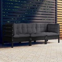  3-Seater Garden Sofa with Anthracite Cushions Solid Pinewood