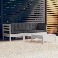  4 Piece Garden Lounge Set with Anthracite Cushions Pinewood