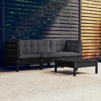  4 Piece Garden Lounge Set with Anthracite Cushions Pinewood