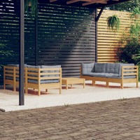  7 Piece Garden Lounge Set with Grey Cushions Pinewood