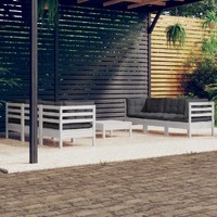  7 Piece Garden Lounge Set with Anthracite Cushions Pinewood