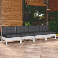  4-Seater Garden Sofa with Anthracite Cushions Solid Pinewood