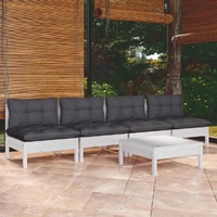  5 Piece Garden Lounge Set with Anthracite Cushions Pinewood