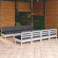  9 Piece Garden Lounge Set with Cushions Solid Pinewood