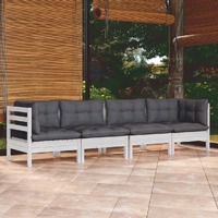  4 Piece Garden Lounge Set with Cushions Solid Pinewood