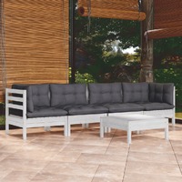  5 Piece Garden Lounge Set with Cushions Solid Pinewood