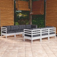 8 Piece Garden Lounge Set with Cushions Solid Pinewood