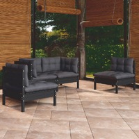 4 Piece Garden Lounge Set with Cushions Solid Pinewood