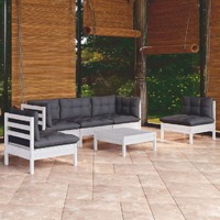  6 Piece Garden Lounge Set with Cushions Solid Pinewood
