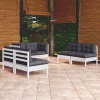  6 Piece Garden Lounge Set with Cushions Solid Pinewood