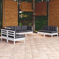 7 Piece Garden Lounge Set with Cushions Solid Pinewood