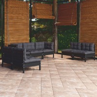  7 Piece Garden Lounge Set with Cushions Solid Pinewood