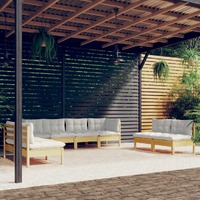  8 Piece Garden Lounge Set with Cream Cushions Solid Pinewood