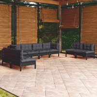  8 Piece Garden Lounge Set with Cushions Solid Pinewood