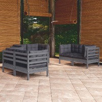  6 Piece Garden Lounge Set with Cushions Solid Pinewood