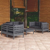  7 Piece Garden Lounge Set with Cushions Solid Pinewood