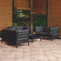  7 Piece Garden Lounge Set with Cushions Solid Pinewood