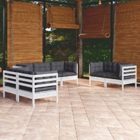  7 Piece Garden Lounge Set with Cushions Solid Pinewood