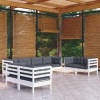  8 Piece Garden Lounge Set with Cushions Solid Pinewood