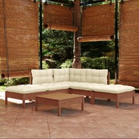  6 Piece Garden Lounge Set with Cushions Honey Brown Pinewood