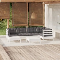  7 Piece Garden Lounge Set with Cushions White Solid Pinewood