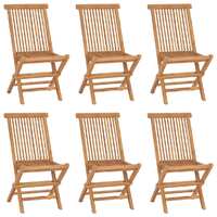  Folding Garden Chairs 6 pcs Solid Wood Teak