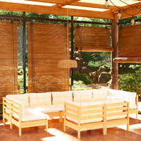 9 Piece Garden Lounge Set with Cream Cushions Solid Pinewood