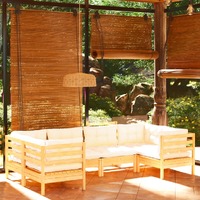  6 Piece Garden Lounge Set with Cream Cushions Pinewood