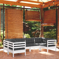  6 Piece Garden Lounge Set with Cushions White Pinewood