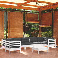  8 Piece Garden Lounge Set with Cushions White Pinewood