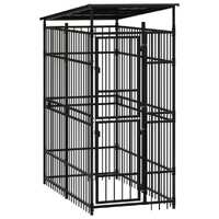  Outdoor Dog Kennel with Roof Steel 1.84 m²