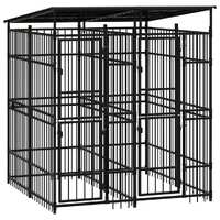  Outdoor Dog Kennel with Roof Steel 3.69 m²
