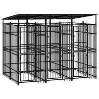  Outdoor Dog Kennel with Roof Steel 5.53 m²